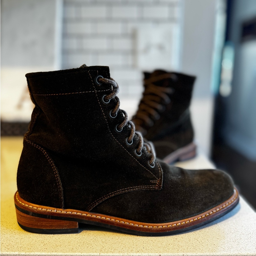 Women’s Nisolo All-Weather Amalia Lace Up Suede Leather Boots 8.5 Dark Olive - Picture 2 of 8